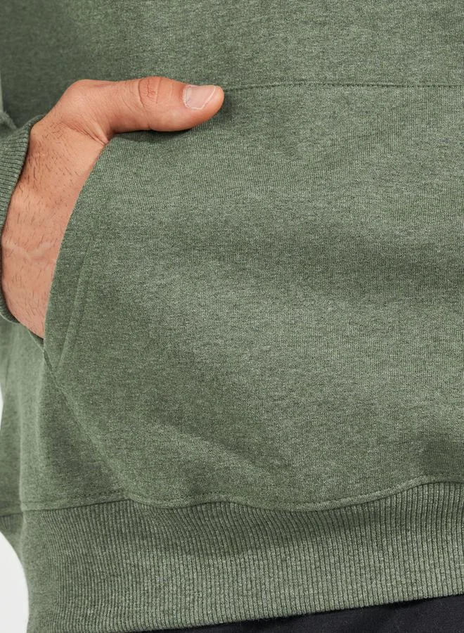 Styli Relaxed Fit Fleece Hoodie with Kangaroo Pocket