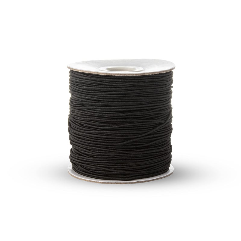 Realm Elastic Cord/Round Hat Elastic Black & White (1mm, 2mm & 3mm) Craft, Jewellery Stringing, Masks, Party Hats (Black, 1mm - 5 Metres) - Image 2