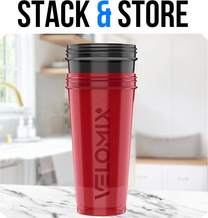 VELOMIX -2 Pack- 28 oz Protein Shaker Bottles for Protein Mixes - 2x Wire Whisk | Leak Proof Shaker Cups for Protein Shakes | Protein Shaker Bottle Pack | Shakers for Protein Shakes - Black&Red - Image 5