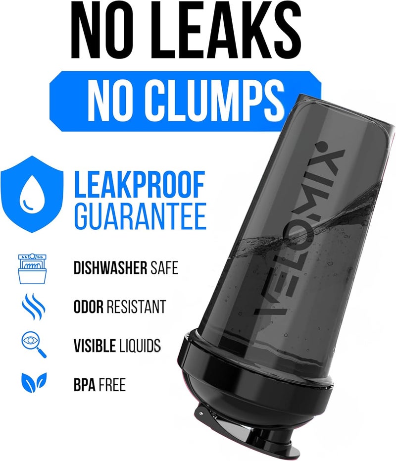 VELOMIX -2 Pack- 28 oz Protein Shaker Bottles for Protein Mixes - 2x Wire Whisk | Leak Proof Shaker Cups for Protein Shakes | Protein Shaker Bottle Pack | Shakers for Protein Shakes - Black&Red - Image 3