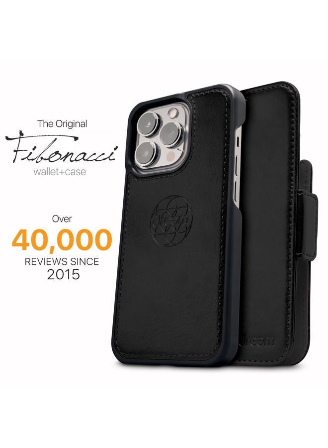 Dreem Fibonacci Wallet Case for iPhone 13 Pro Max | 2-in-1 Detachable Vegan Leather Cover with Built-in Kick-Stand, RFID Blocking Card Holder, MagSafe Compatible[Black] - Image 4