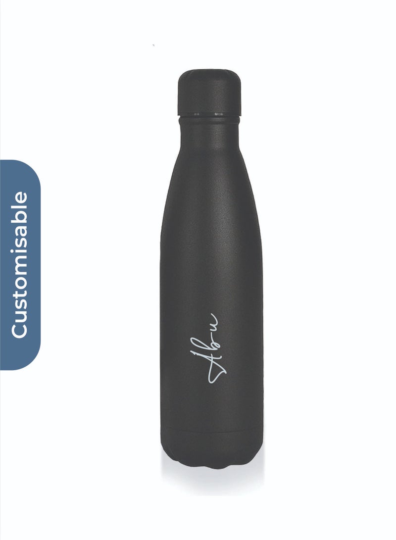 جيفتولوجي زجاجة مياه شخصية RONDA - زجاجة مياه معزولة بلمسة الحجر - أسود - Image 2