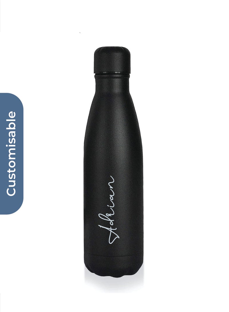 جيفتولوجي زجاجة مياه شخصية RONDA - زجاجة مياه معزولة بلمسة الحجر - أسود - Image 1