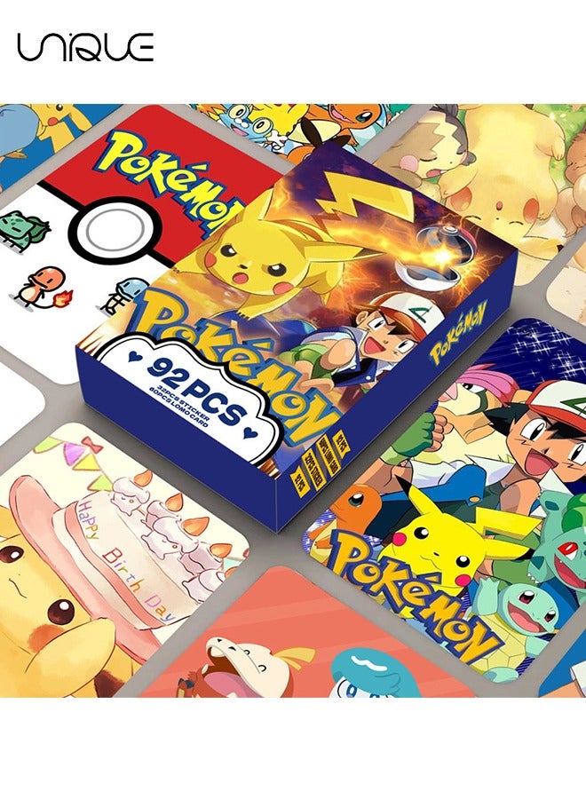 Unique 92 Pieces Pokémon Lomo Card - Laser Card - 60Pieces Double-sided LOMO Card - 30 Pcs Random stickers - HD Color Printed Collector Card Sticker - Photo card decoration for collector fans - Image 2