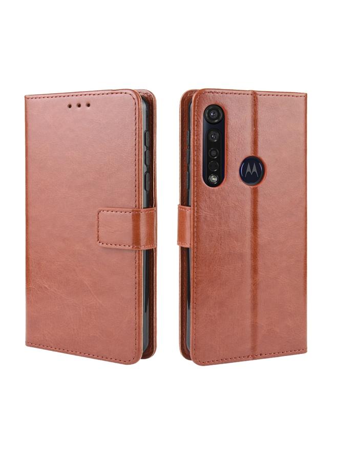 إيروريكس جراب لهاتف Motorola One Macro بتصميم حصان كريزي ريترو، جراب جلدي قابل للطي أفقيًا مع حامل وفتحات للبطاقات وإطار للصور - Image 1