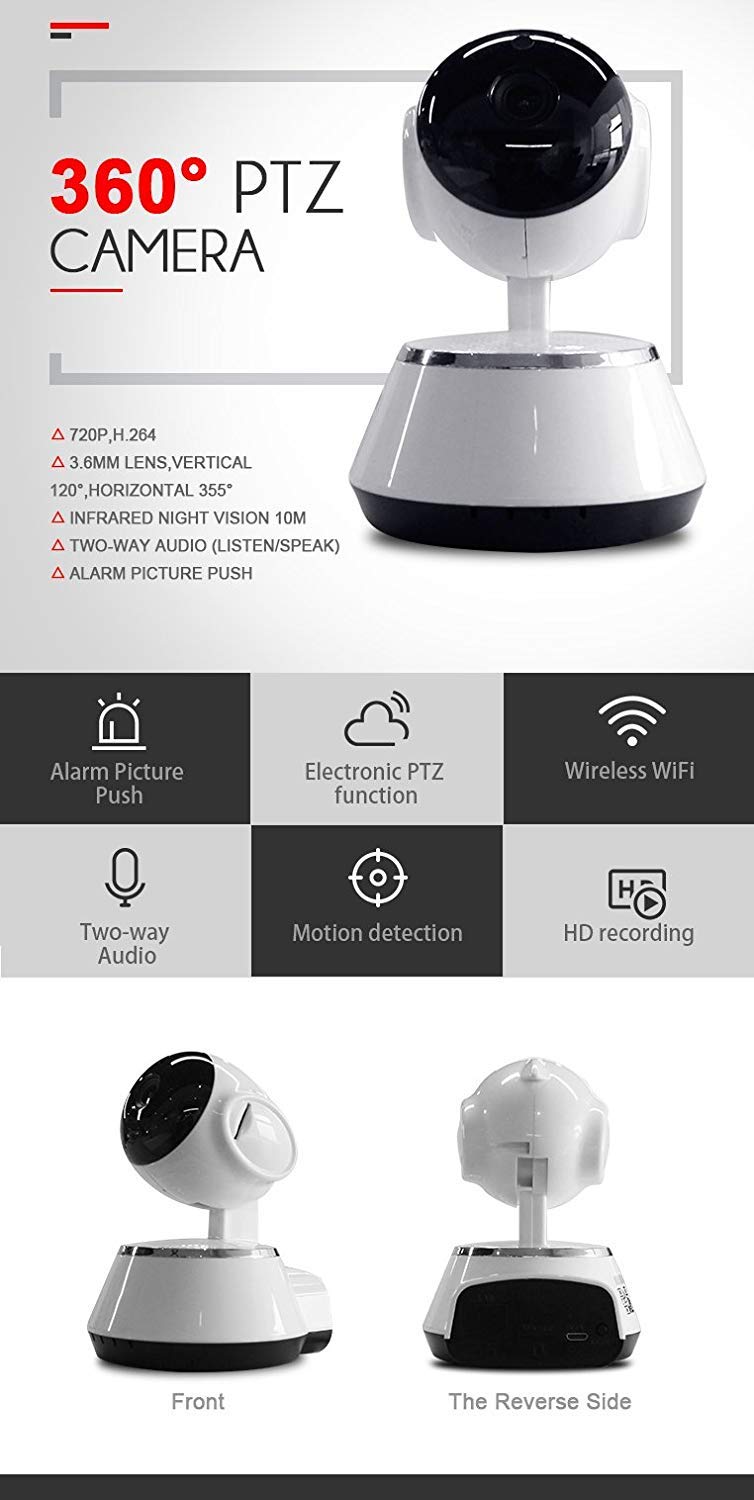 smars® V380 Mini WiFi Wireless CCTV Home Security HD 720P IP Camera P2P Night Vision IR Surveillance Camera(Support Upto 64GB SD Card) - Image 5