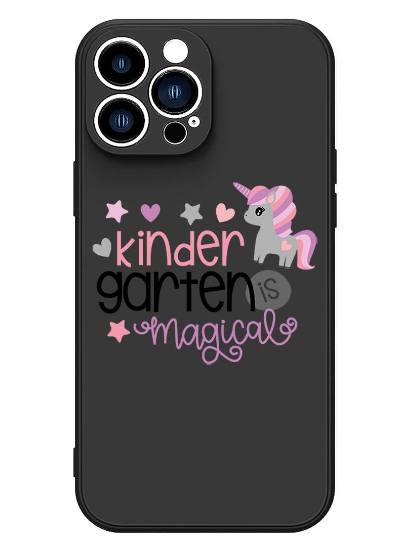 Theodor Protective Slim Fit Case Liquid Silicone Cover with Full Body Protection Anti-Scratch Shockproof Case For iPhone 15 Pro Max Black - Kinder garden magical - Image 1
