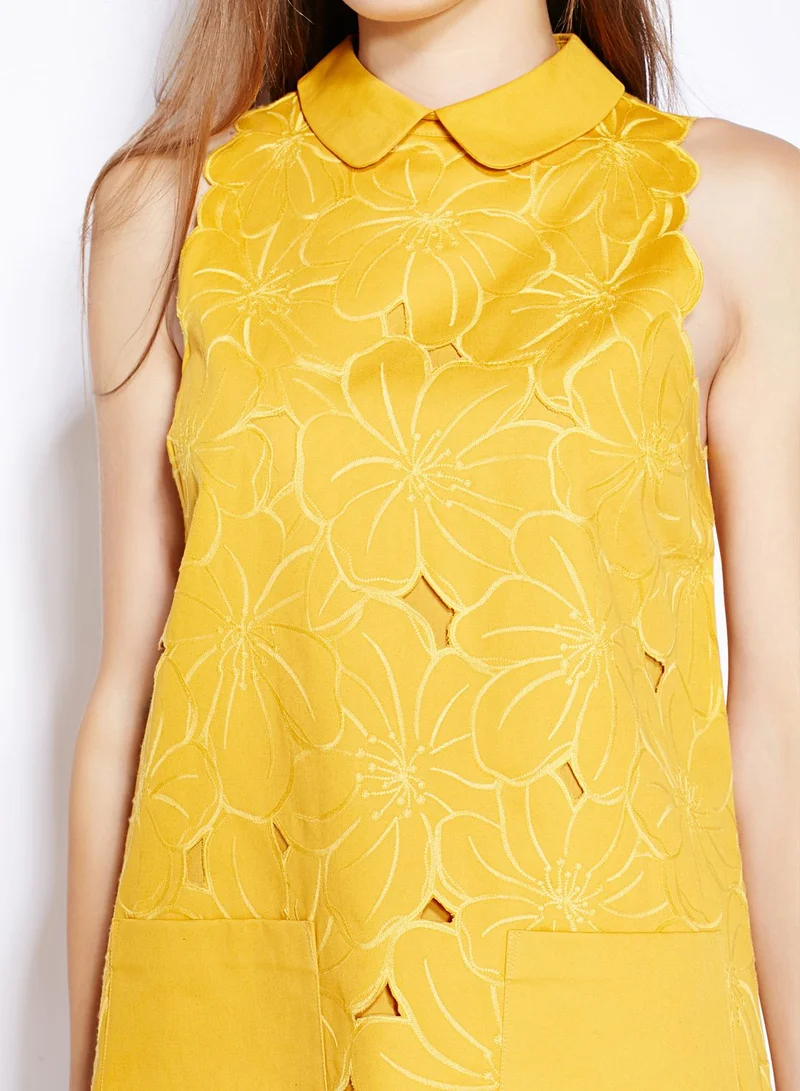 TOPSHOP Floral Cut-Work Shift Dress
