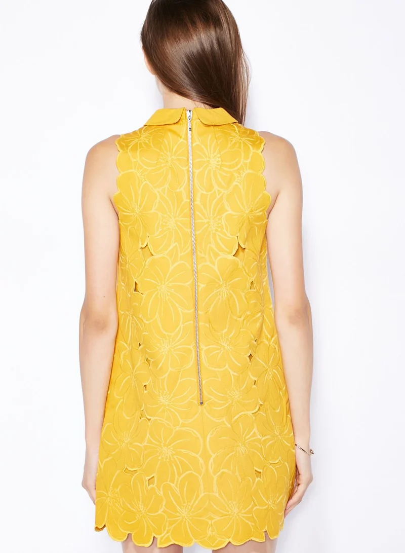 TOPSHOP Floral Cut-Work Shift Dress