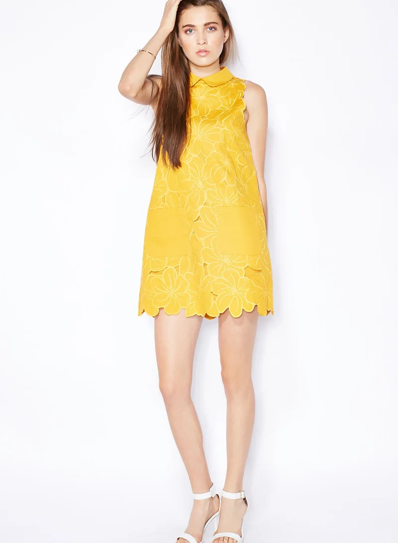 TOPSHOP Floral Cut-Work Shift Dress