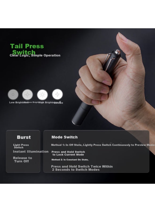 Nextorch K30 High Brightness Pen-style Rechargeable Emergency Self-defense Edc Flashlight Compatible With Aaa Alkaline Batteries - Image 2