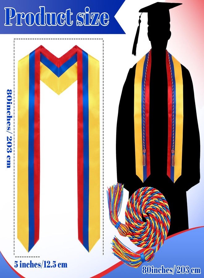 JaGely Country Flag Graduation Stole Sash Honor Cords Class of 2026 First Generation Grad Stole for International Students(Colombia Flag) - Image 2