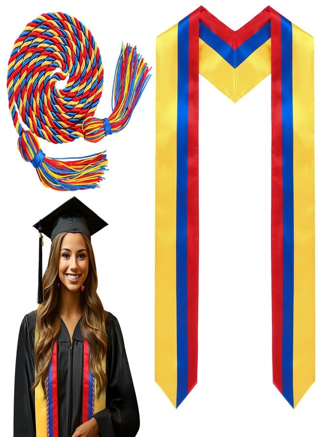 JaGely Country Flag Graduation Stole Sash Honor Cords Class of 2026 First Generation Grad Stole for International Students(Colombia Flag) - Image 1