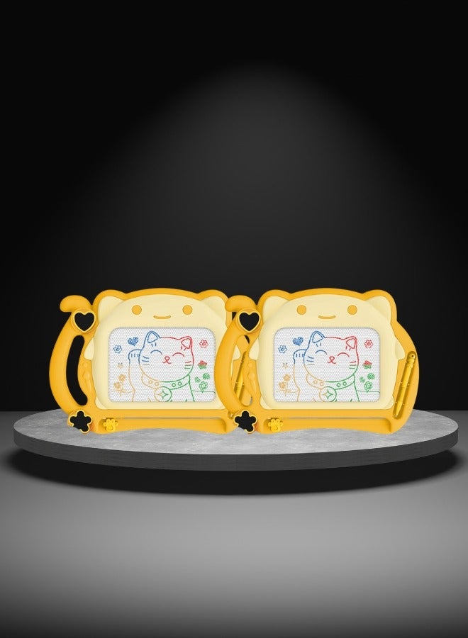 هاف دريم لوحة رسم مغناطيسية للأطفال، لوحة كتابة جرافيتي ملونة قابلة للمسح للأطفال - صفراء - Image 4