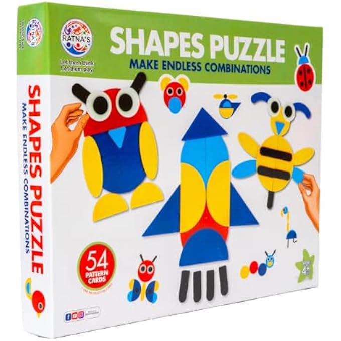 SHAPES PUZZLE EDUCATIONAL TOY, 54 PATTERN CHALLENGE CARDS, CREATIVE BUILDING GAME FOR KIDS 4+ YEARS - Image 5