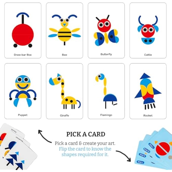 SHAPES PUZZLE EDUCATIONAL TOY, 54 PATTERN CHALLENGE CARDS, CREATIVE BUILDING GAME FOR KIDS 4+ YEARS - Image 2