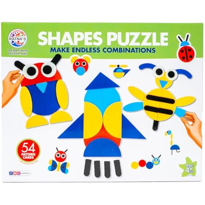SHAPES PUZZLE EDUCATIONAL TOY, 54 PATTERN CHALLENGE CARDS, CREATIVE BUILDING GAME FOR KIDS 4+ YEARS - Image 4