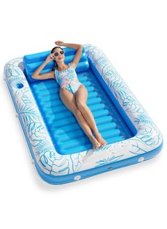 Jasonwell Inflatable Tanning Pool Lounger Float Jasonwell 4 In 1 Sun Tan Tub Sunbathing Pool Lounge Raft Floatie Toys Water Filled Tanning Bed Mat Pad For Adult Blow Up Kiddie Pool Kids Ball Pit Pool (L)  - Image 1