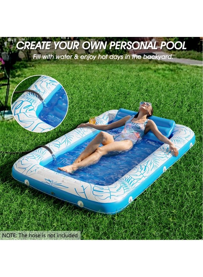 Jasonwell Inflatable Tanning Pool Lounger Float Jasonwell 4 In 1 Sun Tan Tub Sunbathing Pool Lounge Raft Floatie Toys Water Filled Tanning Bed Mat Pad For Adult Blow Up Kiddie Pool Kids Ball Pit Pool (L) - Image 3
