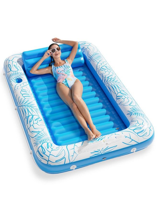Jasonwell Inflatable Tanning Pool Lounger Float Jasonwell 4 In 1 Sun Tan Tub Sunbathing Pool Lounge Raft Floatie Toys Water Filled Tanning Bed Mat Pad For Adult Blow Up Kiddie Pool Kids Ball Pit Pool (L) - Image 2