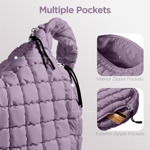 Babysun Puffer Tote Bag for Women Large Quilted Tote Bag Quilted Carryall Bag Soft Puffy Crossbody Bag Hobo Handbags Puff Purse - Image 5
