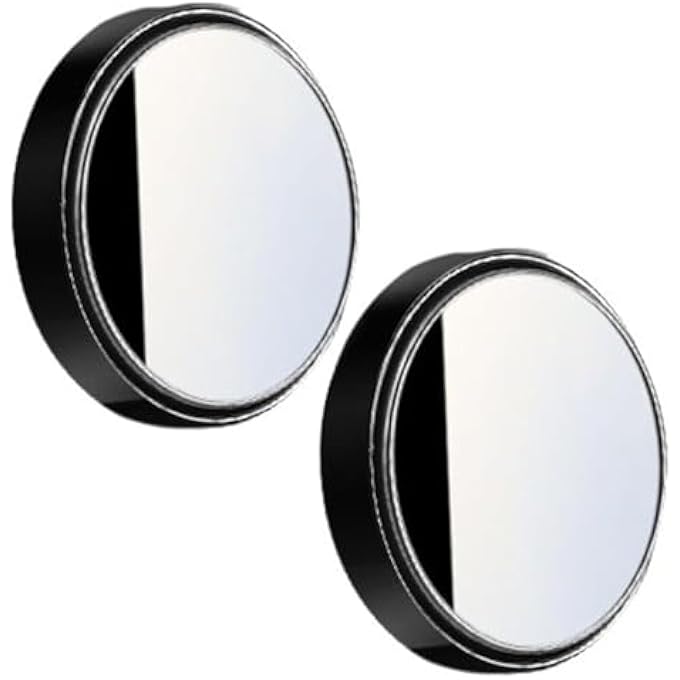ريحني زوج من المرايا العمياء 360 درجة قابلة للتعديل بزجاج عالي الوزن، مرآة محدبة بدون إطار دائرية لاصقة للسيارة، فان شاحنة SUV مقاومة للماء، عدسة واسعة الزاوية سوداء - Image 1
