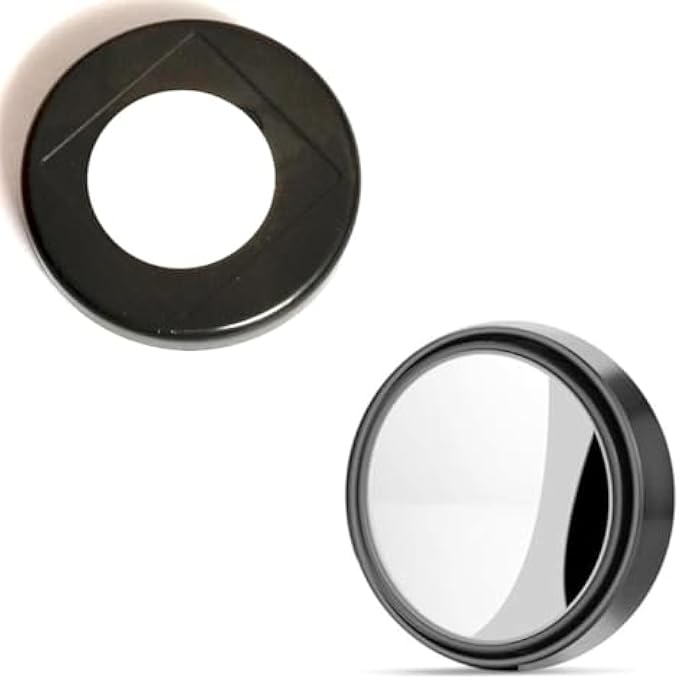 ريحني زوج من المرايا العمياء 360 درجة قابلة للتعديل بزجاج عالي الوزن، مرآة محدبة بدون إطار دائرية لاصقة للسيارة، فان شاحنة SUV مقاومة للماء، عدسة واسعة الزاوية سوداء - Image 2