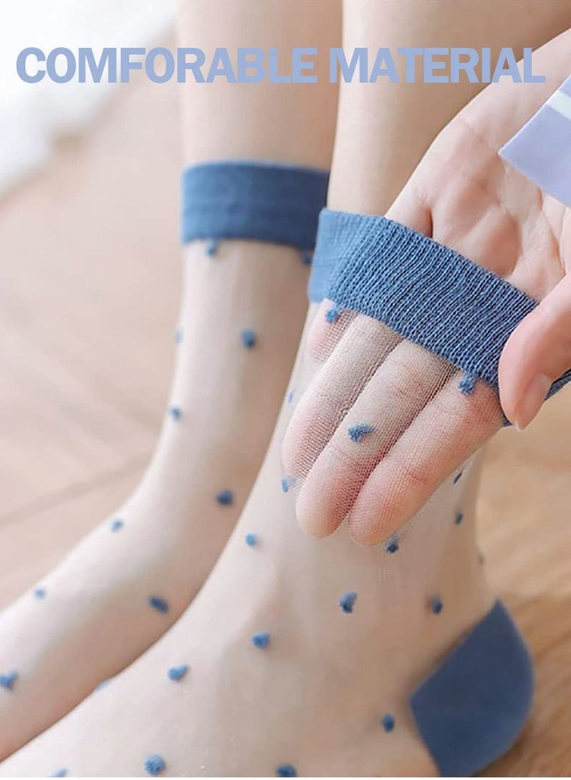 Y&D Mesh Socks Women, 5 Pairs Sheer Tulle Novelty Slouch - Image 2
