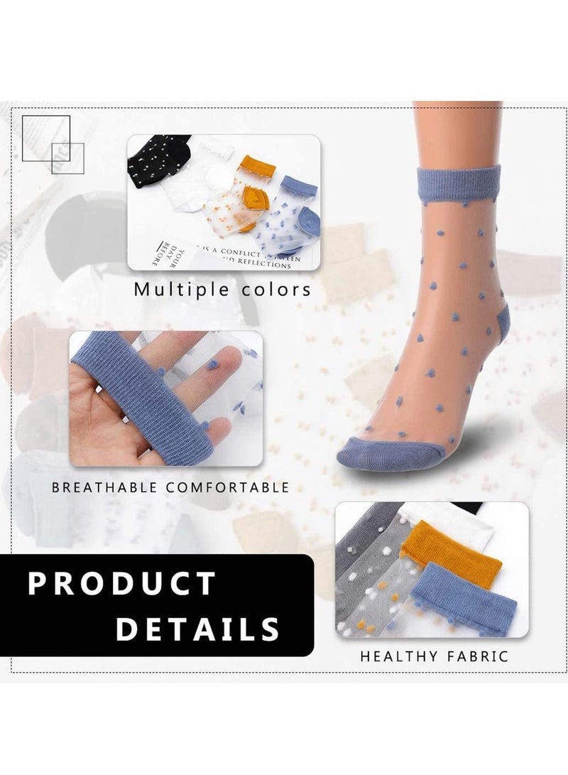 Y&D Mesh Socks Women, 5 Pairs Sheer Tulle Novelty Slouch - Image 4