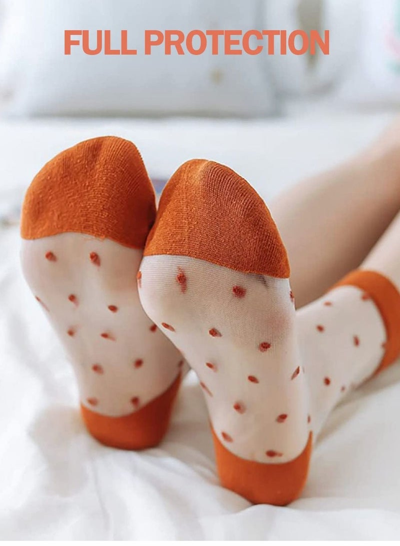 Y&D Mesh Socks Women, 5 Pairs Sheer Tulle Novelty Slouch - Image 3
