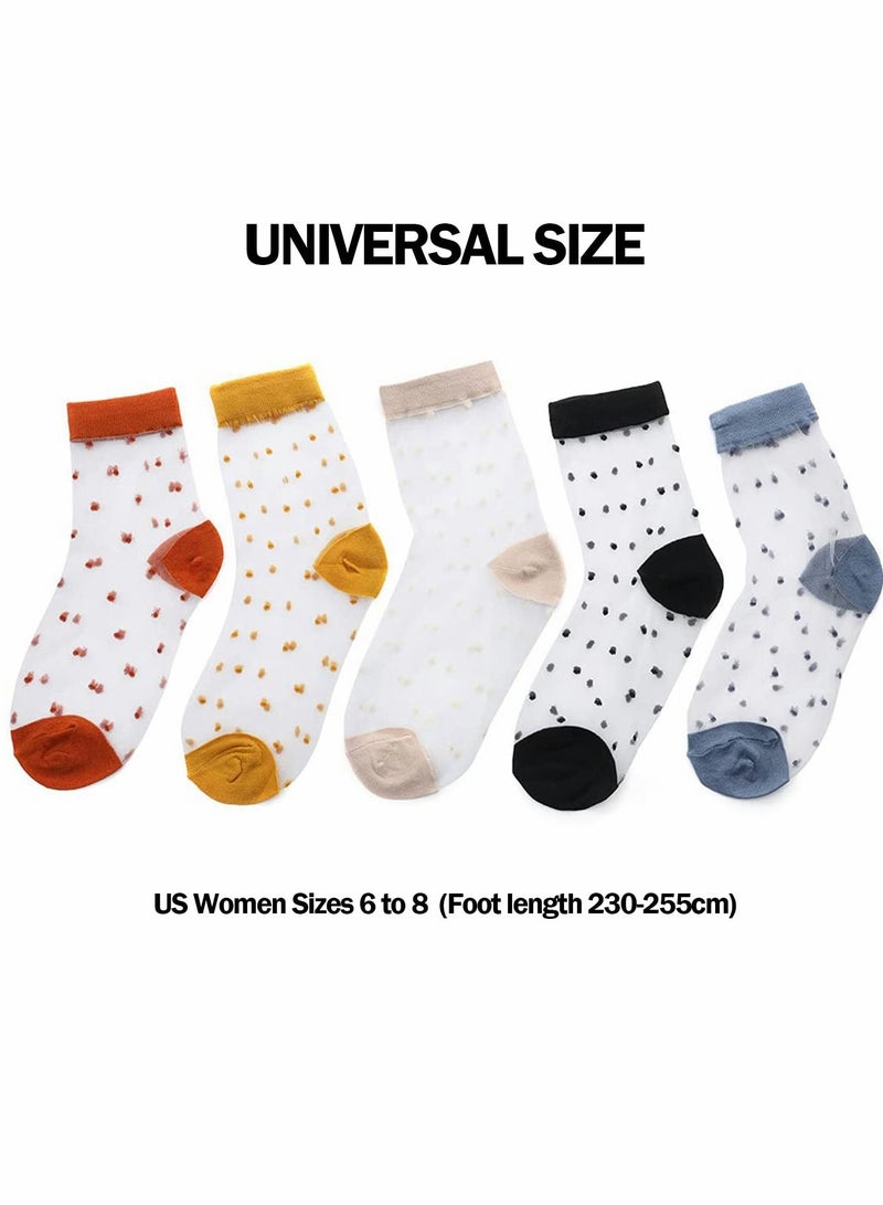 Y&D Mesh Socks Women, 5 Pairs Sheer Tulle Novelty Slouch - Image 5