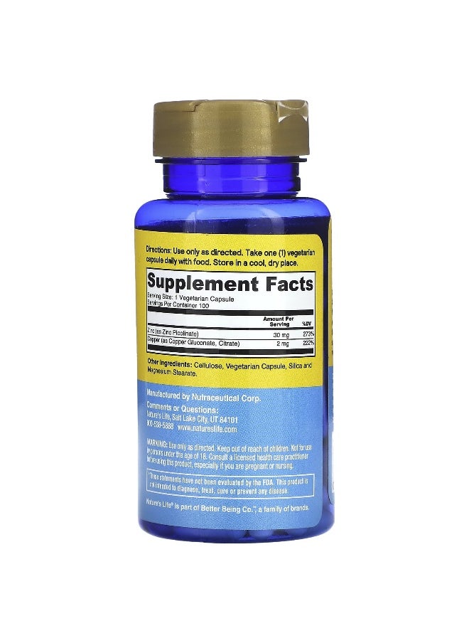Nature's Life Nature's Life, Zinc , 30 mg, 100 Capsules  - Image 2