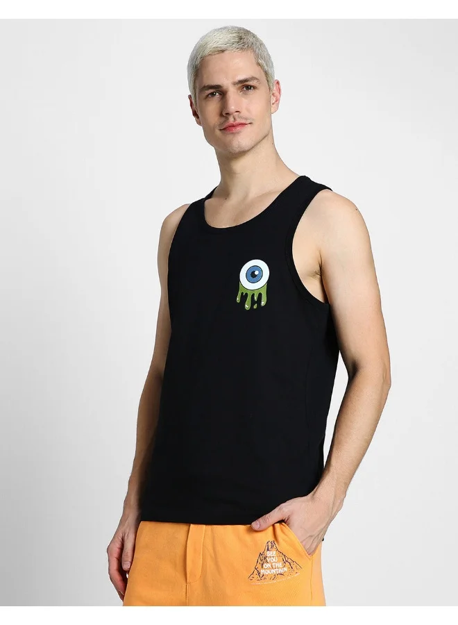 Veirdo Veirdo® Pure Cotton Sleeveless Regular Fit Front Pocket Print Placement Scoop Neck Vest for Men & Boys (Available Colors: Swan White, Brown, Black & Royal Blue) (VDVMTW03000060_L)
