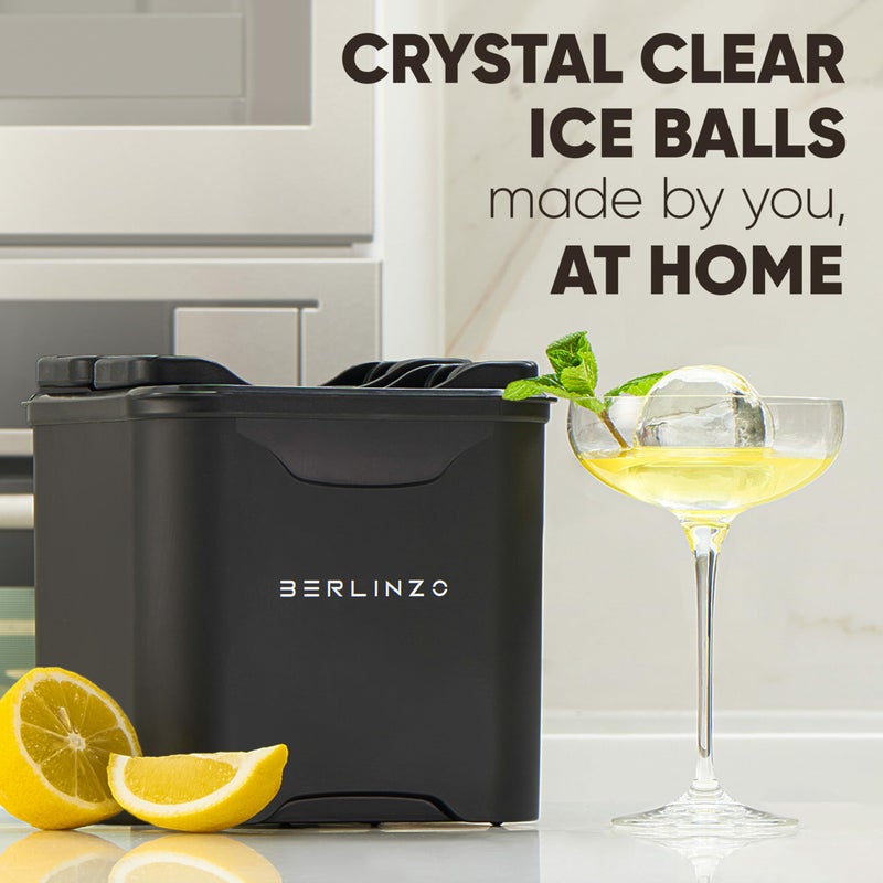 Berlinzo Premium Clear Ice Ball Maker [2024 Upgraded] - 4 Large 2.4-inch Crystal Clear Ice Balls for Whiskey Cocktail, Easy-to-Remove Ice Sphere Mold-Storage Bag & Ice Press Stamp Ring Included, Black - Image 3