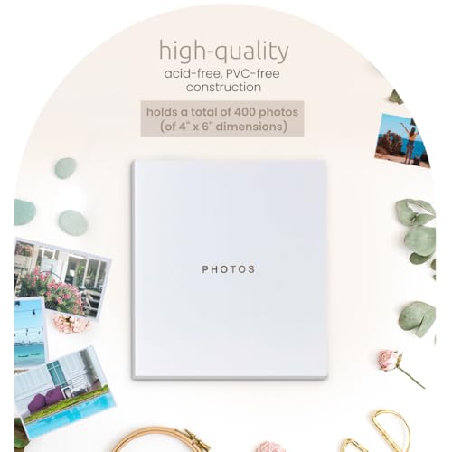Kiera Grace 400-Pocket Jocelyn Simple & Classic Photo Album for Home & Office with CD Storage Pocket, 13.19"x12.01"x1.5" to Display 400 4"x6" Pictures, Gray - Image 4