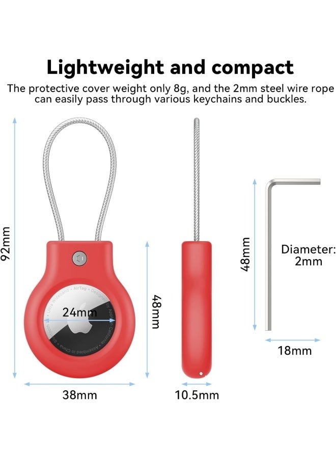 2 Pieces Apple AirTag Holder, Anti-Lost AirTag Lock Case, 360° Protective Case, AirTag Keychain Holder (Blue and Red) - Image 4