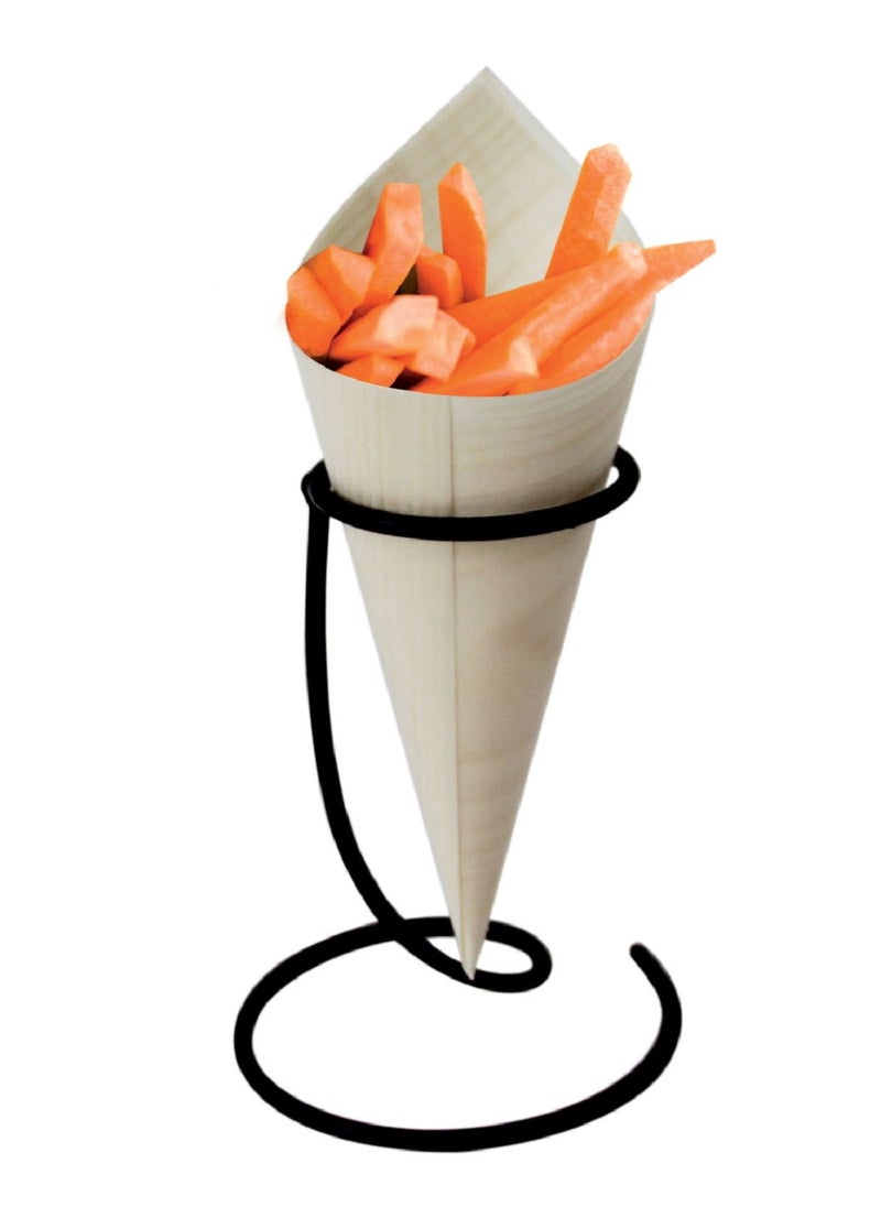 30 Pieces Disposable Wood Cones Vintage Wooden Food Cones Charcuterie Cones for Parties and Catering Events,
