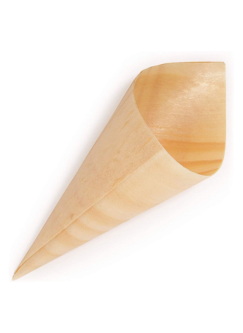 30 Pieces Disposable Wood Cones Vintage Wooden Food Cones Charcuterie Cones for Parties and Catering Events,