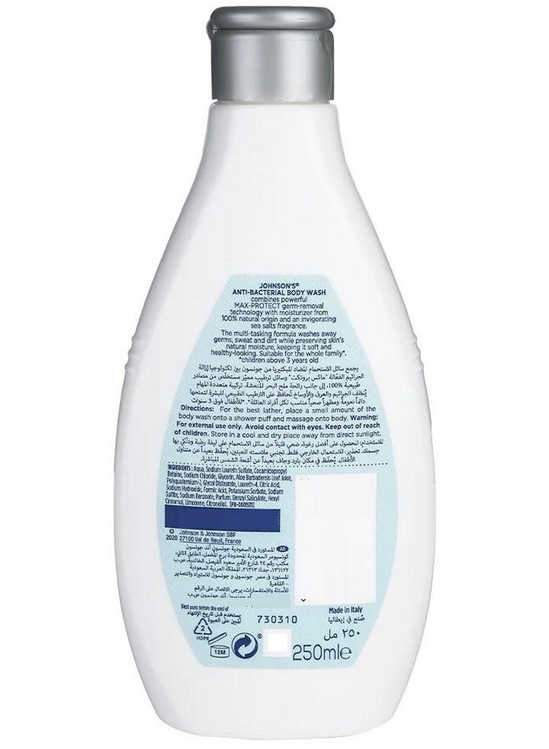 Johnson's Anti-Bacterial Sea Salts Body Wash Washes Away Germs & Preserves Skin Moisture 250 ML 250ml - Image 2