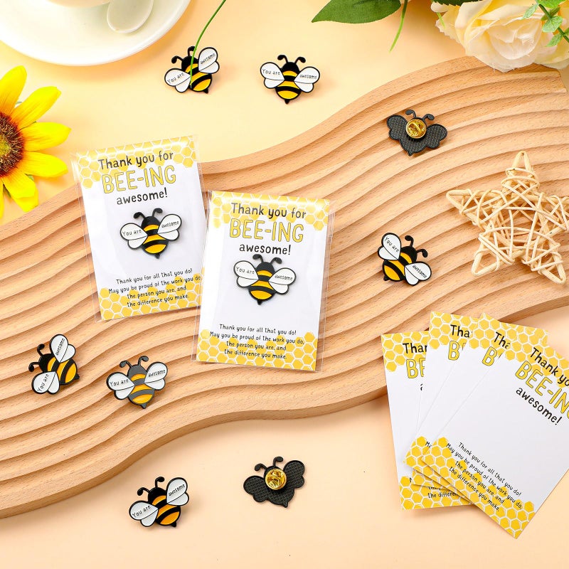 Misdary 20 Sets Bee Employee Appreciation Gifts Bulk Thank You Gifts for Coworkers Staff Awesome Bee Lapel Pins Brooch and Cards - Image 5