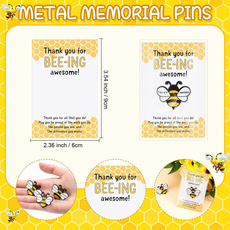 Misdary 20 Sets Bee Employee Appreciation Gifts Bulk Thank You Gifts for Coworkers Staff Awesome Bee Lapel Pins Brooch and Cards - Image 3