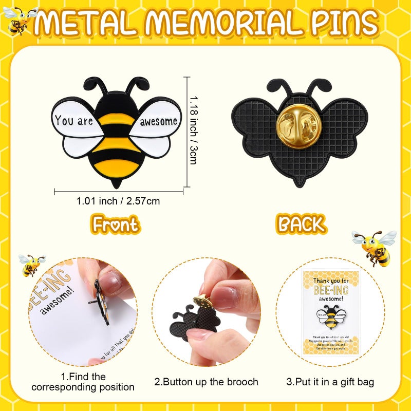 Misdary 20 Sets Bee Employee Appreciation Gifts Bulk Thank You Gifts for Coworkers Staff Awesome Bee Lapel Pins Brooch and Cards - Image 2