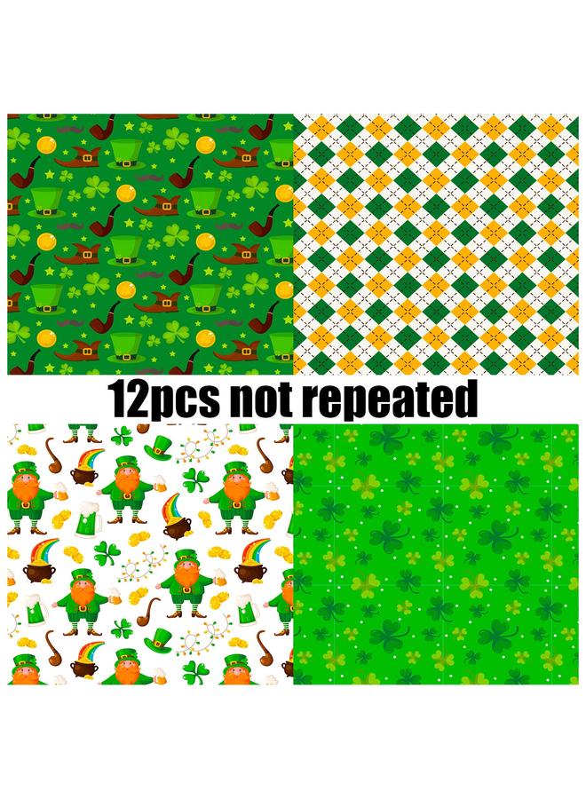 Bluejw 12 Sheets/pack Hat St. Patrick's Clip Book Hand Account Card Background Pattern Paper DIY Hand Account Material - Image 4
