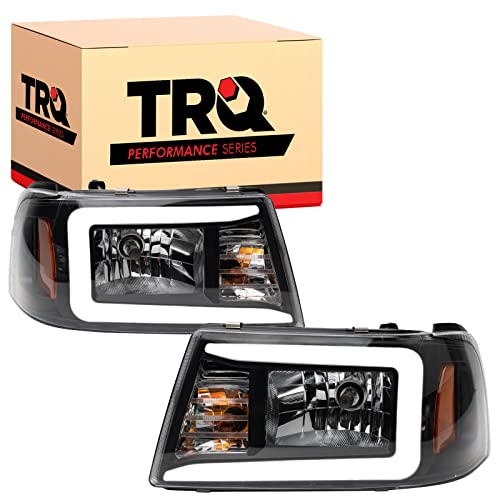 TRQ 2 Piece Headlight Assembly Set Performance LED C Light Bar Black Bezel Driver & Passenger Side Compatible with Ford Ranger 2001-2011 FO2502173 FO2503173 - Image 2