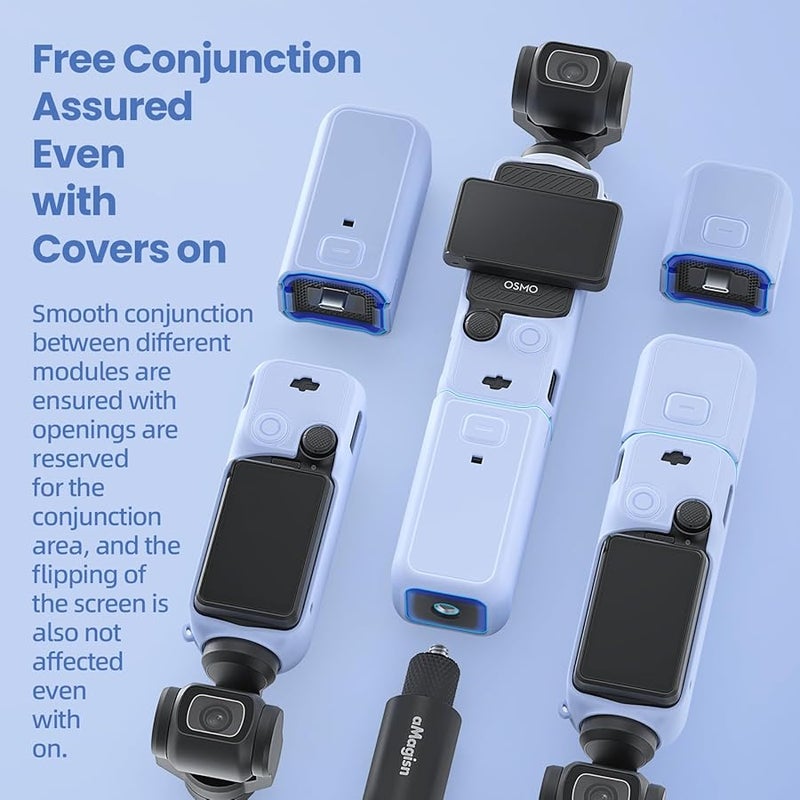 DJI Pocket 3 Camera Silicone Protective Case Full Body Protection Kit Anti Lost Rope Standard Pink - Image 5