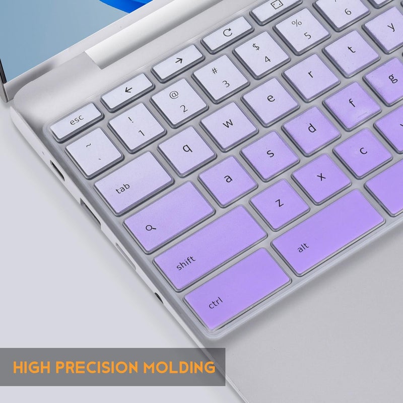 غطاء لوحة مفاتيح ممتاز من لجهاز HP x360 2 في 1 بحجم 14 بوصة من كروم بوك، وسلسلة Chromebook 14-db/ca/ak/DA 14B-CA 14a-na، وHP Chromebook 11 11A-NB0013DX/G7 EE/G6 EE/G2/G3/G4/G4 EE/G5 بحجم 11.6 بوصة، لون أرجواني متدرج - Image 4