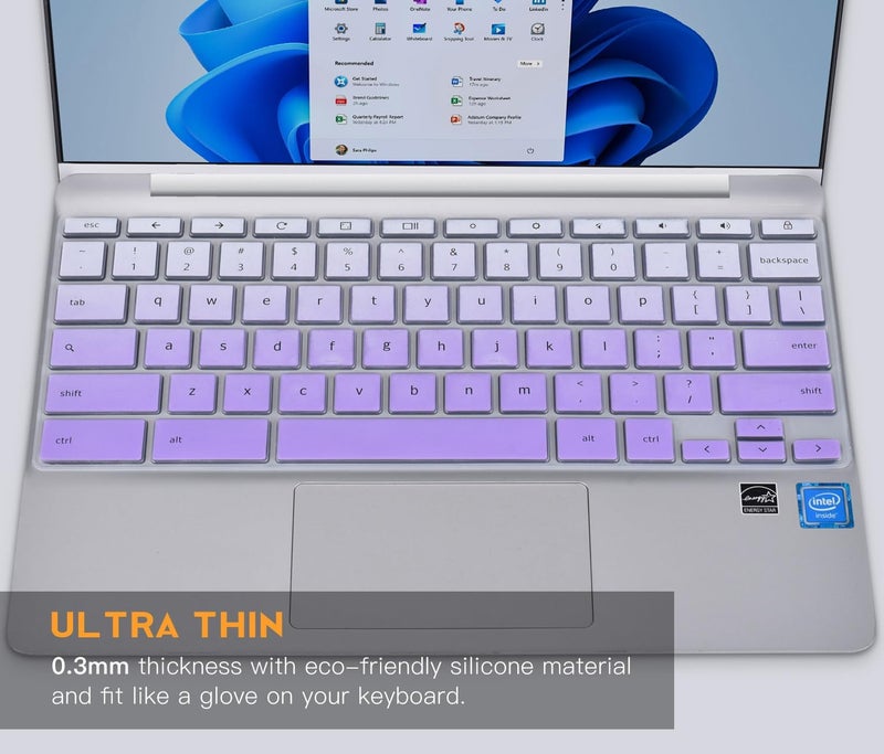 غطاء لوحة مفاتيح ممتاز من لجهاز HP x360 2 في 1 بحجم 14 بوصة من كروم بوك، وسلسلة Chromebook 14-db/ca/ak/DA 14B-CA 14a-na، وHP Chromebook 11 11A-NB0013DX/G7 EE/G6 EE/G2/G3/G4/G4 EE/G5 بحجم 11.6 بوصة، لون أرجواني متدرج - Image 3
