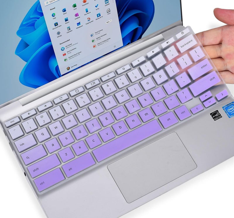 غطاء لوحة مفاتيح ممتاز من لجهاز HP x360 2 في 1 بحجم 14 بوصة من كروم بوك، وسلسلة Chromebook 14-db/ca/ak/DA 14B-CA 14a-na، وHP Chromebook 11 11A-NB0013DX/G7 EE/G6 EE/G2/G3/G4/G4 EE/G5 بحجم 11.6 بوصة، لون أرجواني متدرج - Image 1