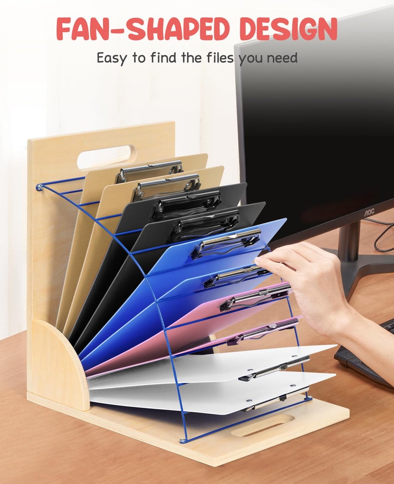 GAMENOTE Clipboard Holder, Wood and Metal Clipboard Holder Stand, Small White Board Storage Rack Organizer for Classroom, Office, Assembly Required (1) - Image 3