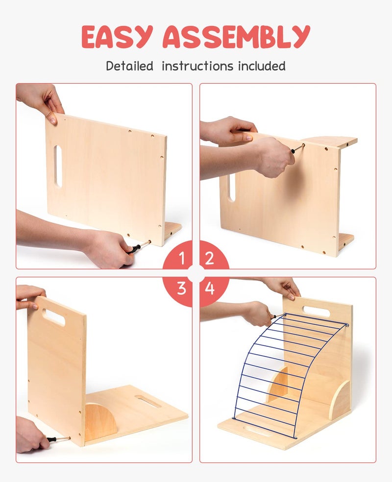 GAMENOTE Clipboard Holder, Wood and Metal Clipboard Holder Stand, Small White Board Storage Rack Organizer for Classroom, Office, Assembly Required (1) - Image 5